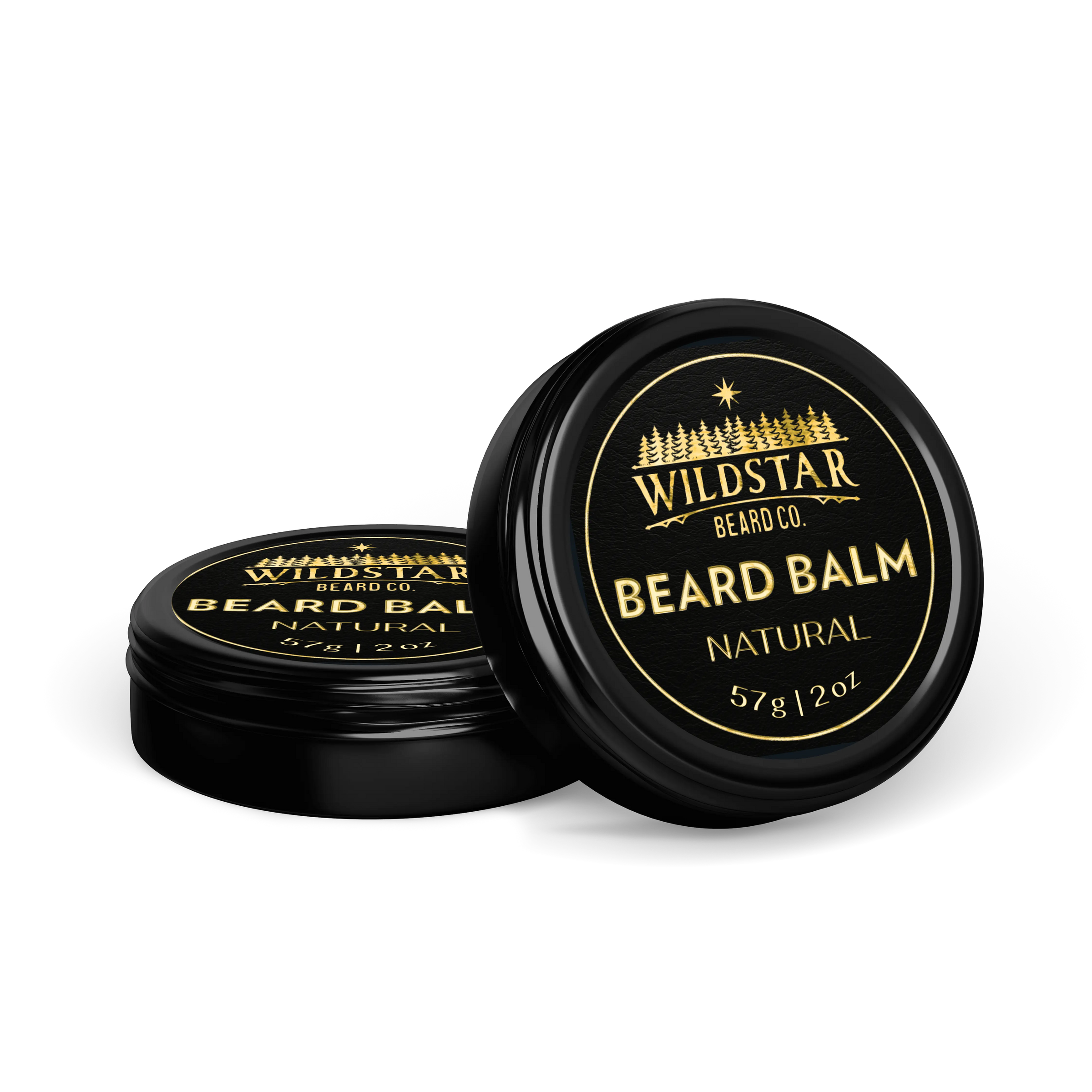 two 57 gram tins of natural beard balm