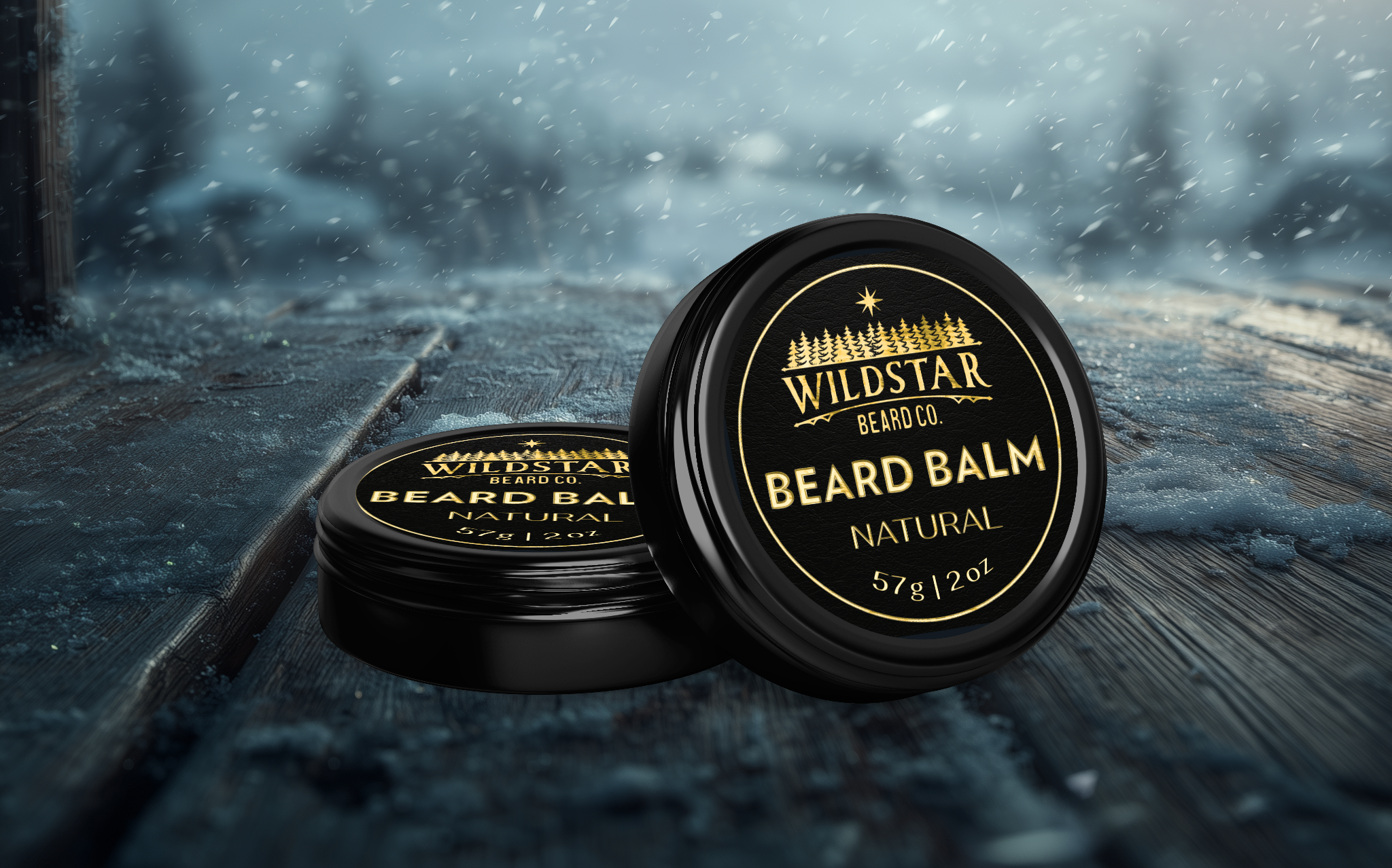 two 57 gram tins of natural beard balm